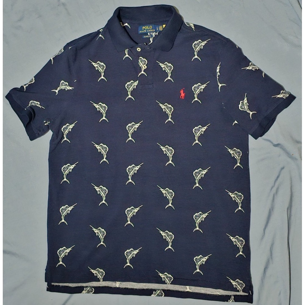 Polo Ralph Lauren Polo Shirt Mens Large Sailfish Embroidered Nautical Top